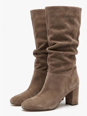 Via Spiga Taupe Suede Slouch Boots - Size 39
